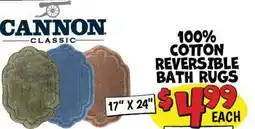 Ollie's 100% CANNON CLASSIC 100% COTTON REVERSIBLE BATH RUGS offer