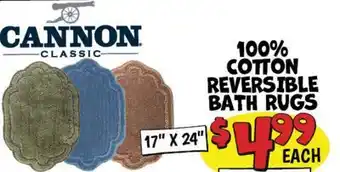 Ollie's 100% CANNON CLASSIC 100% COTTON REVERSIBLE BATH RUGS offer