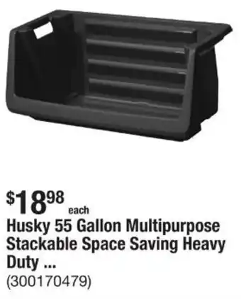 The Home Depot Husky 55 Gallon Multipurpose Stackable Space Saving Heavy Duty offer