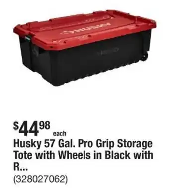 The Home Depot Husky Pro Grip Storage Tote with Wheels in Black with R... offer