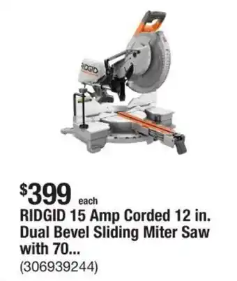 The Home Depot RIDGID 15 Amp Corded 12 in. Dual Bevel Sliding Miter Saw with 70... offer