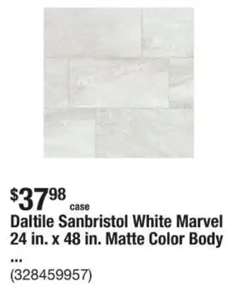 The Home Depot Daltile Sanbristol White Marvel 24 in. x 48 in. Matte Color Body offer