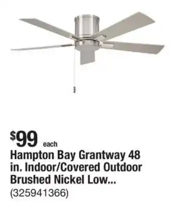 The Home Depot Hampton Bay Grantway 48 in. Indoor/Covered Outdoor Brushed Nickel Low... offer