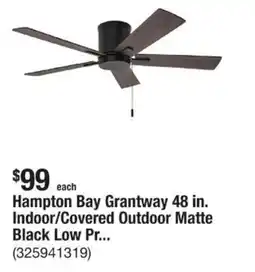 The Home Depot Hampton Bay Grantway 48 in. Indoor/Covered Outdoor Matte Black Low Pr... offer