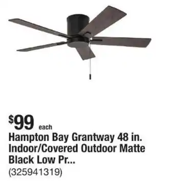 The Home Depot Hampton Bay Grantway 48 in. Indoor/Covered Outdoor Matte Black Low Pr... offer