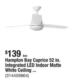 The Home Depot Hampton Bay Caprice 52 in. Integrated LED Indoor Matte White Ceiling ... offer