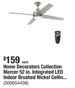 The Home Depot Home Decorators Collection Mercer 52 in. Integrated LED Indoor Brushed Nickel Ceilin... offer