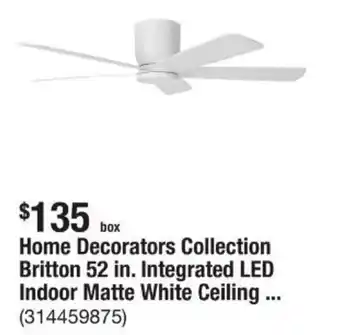 The Home Depot Home Decorators Collection Britton 52 in. Integrated LED Indoor Matte White Ceiling ... offer
