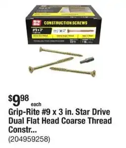The Home Depot Grip-Rite #9 x 3 in. Star Drive Dual Flat Head Coarse Thread Constr... offer