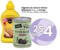 Albertsons Signature select yellow mustard or olives offer