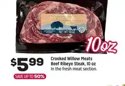 Grocery Outlet Crooked Willow Meats Beef Ribeye Steak, 10 oz offer