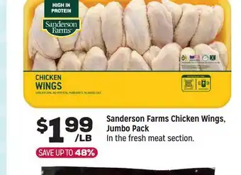 Grocery Outlet Sanderson Farms Chicken Wings, Jumbo Pack offer
