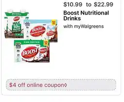 Walgreens Boost Nutritional Drinks offer