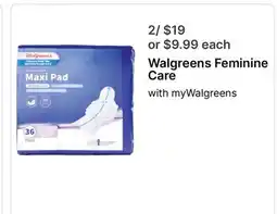 Walgreens Walgreens Feminine Care offer