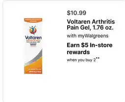 Walgreens Voltaren Arthritis Pain Gel, 1.76 oz offer
