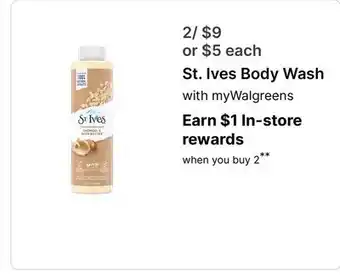 Walgreens St. Ives Body Wash offer
