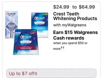 Walgreens Crest Teeth Whitening Products offer