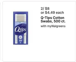 Walgreens Q-Tips Cotton Swabs, 500 ct offer