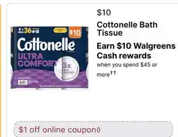 Walgreens Cottonelle Bath Tissue offer