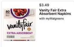 Walgreens Vanity Fair Extra Absorbent Napkins offer