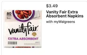 Walgreens Vanity Fair Extra Absorbent Napkins offer
