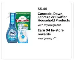 Walgreens Cascade, Dawn, Febreze or Swiffer Household Products offer