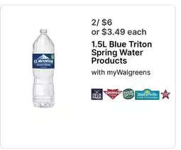 Walgreens 1.5L Blue Triton Spring Water Products offer