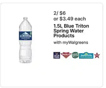 Walgreens 1.5L Blue Triton Spring Water Products offer