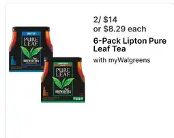 Walgreens 6-Pack Lipton Pure Leaf Tea offer