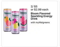 Walgreens Bloom Flavored Sparkling Energy Drink offer