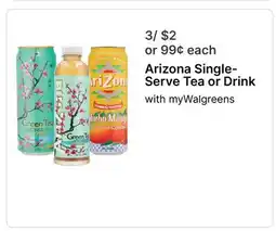 Walgreens Arizona Single-Serve Tea or Drink offer