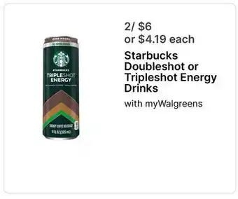 Walgreens Starbucks Doubleshot or Tripleshot Energy Drinks offer