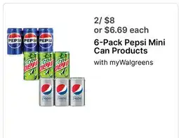 Walgreens 6-Pack Pepsi Mini Can Products offer
