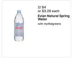 Walgreens Evian Natural Spring Water offer