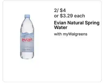Walgreens Evian Natural Spring Water offer