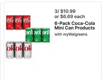Walgreens 6-Pack Coca-Cola Mini Can Products offer