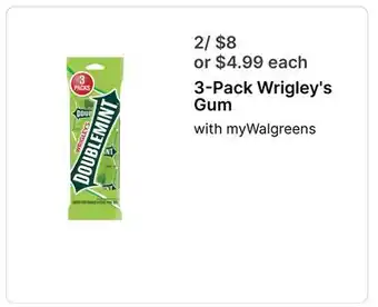 Walgreens 3-Pack Wrigley's Gum offer
