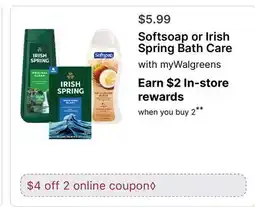 Walgreens Softsoap or Irish Spring Bath Care offer