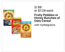 Walgreens Fruity Pebbles or Honey Bunches of Oats Cereal offer