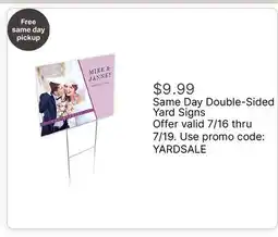 Walgreens Same Day Double-Sided Yard Signs offer
