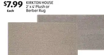 Aldi KIRKTON HOUSE 2' x 4' Plush or Berber Rug offer