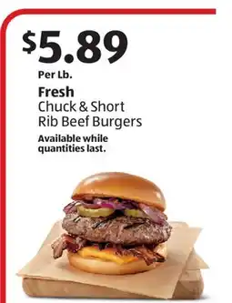 Aldi Fresh Chuck & Short Rib Beef Burgers offer