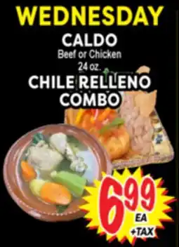 Superior Grocers CALDO Beef or Chicken 24 oz. CHILE RELLENO COMBO offer
