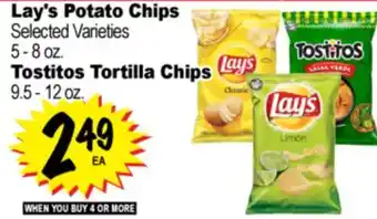 Superior Grocers Lay's Potato Chips 5 - 8 oz. Tostitos Tortilla Chips 9.5 - 12 oz offer