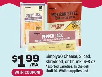 Grocery Outlet SimplyGO Cheese, Sliced, Shredded, or Chunk oz offer
