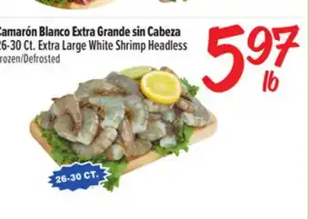 El Super Fresh 26-30 Ct. Extra Large White Shrimp Headless offer