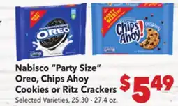 Vallarta Supermarkets Nabisco Party Size Oreo, Chips Ahoy Cookies or Ritz Crackers offer