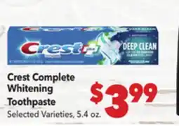 Vallarta Supermarkets Crest Complete Whitening Toothpaste offer