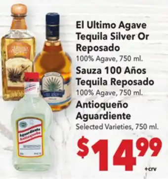 Vallarta Supermarkets El Ultimo Agave Tequila Silver Or Reposado offer
