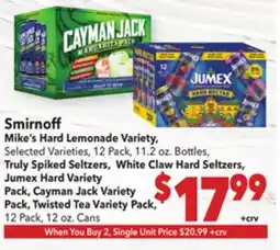 Vallarta Supermarkets Smirnoff Mike's Hard Lemonade Variety offer